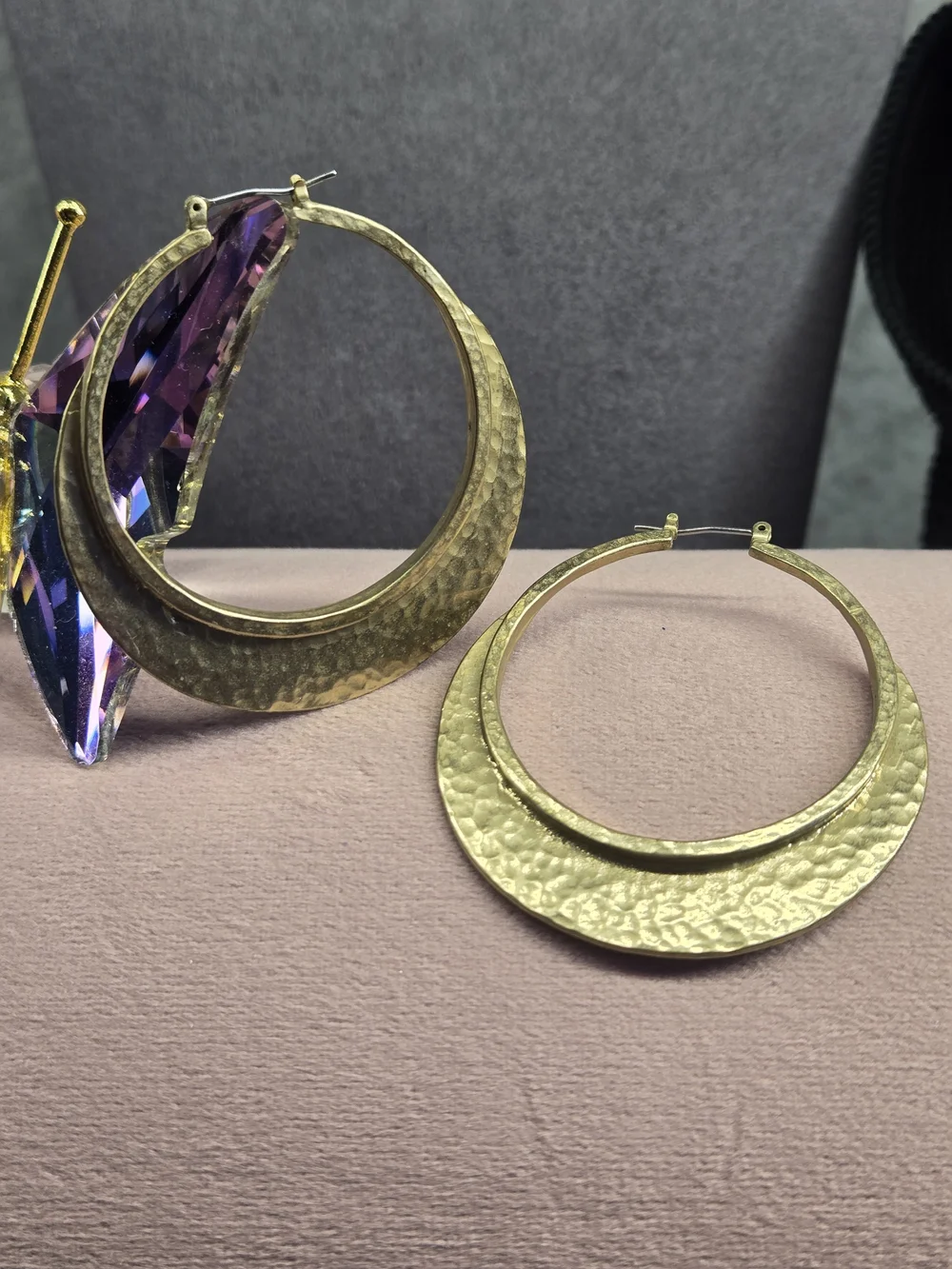 Gold Hammered Hoop Earrings